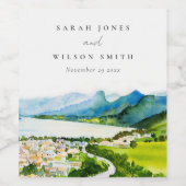 カントリー素朴サイドレイクビレッジランドスケー結婚ズ ワインラベル (シングルラベル)