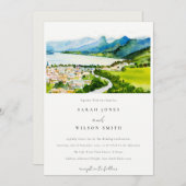 カントリー素朴サイドレイクビレッジランドスケー結婚ズ 招待状 (正面/裏面)