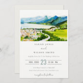 カントリー素朴サイドレイクビレッジランドスケー結婚ズ 招待状 (正面/裏面)