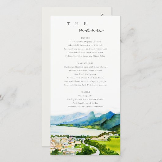 カントリー素朴サイドレイクビレッ結婚ジのメニューカード サンキューカード (正面/裏面)