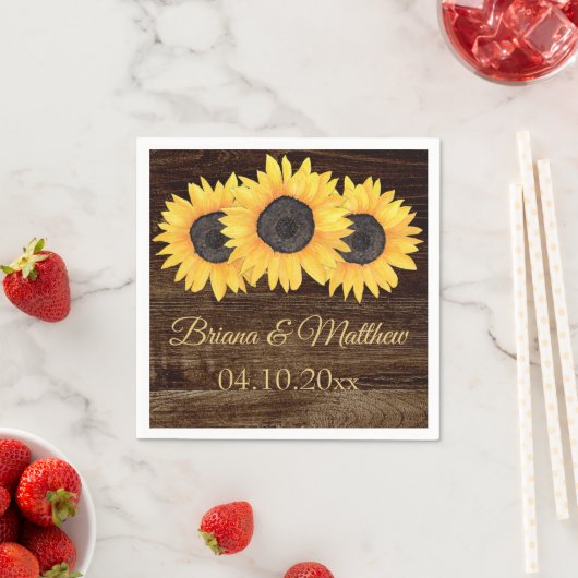 カントリー素朴サンフラワーウッドカクテルナプキン スタンダードカクテルナプキン (インサイチュ)