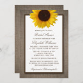 カントリー素朴サンフラワーオンバーラップブライダルシャワー 招待状 (正面/裏面)