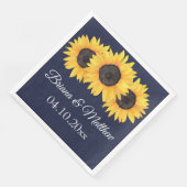 カントリー素朴サンフラワーオンブルーディナーナプキン (コーナー)