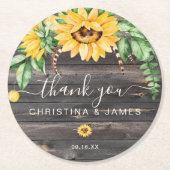 カントリー素朴サンフラワーサンキュアユー結婚式の引き出物 ラウンドペーパーコースター (正面)