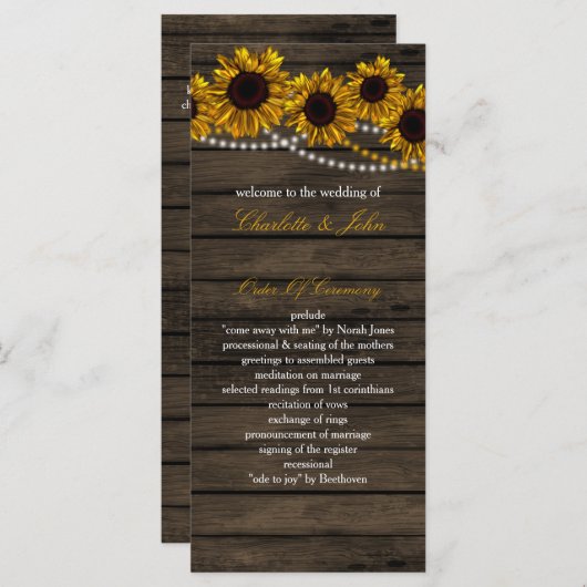 カントリー素朴サンフラワーズバーンウッドプログラム プログラム (正面/裏面)