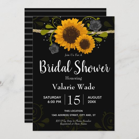 カントリー素朴サンフラワーズブライダルシャワー 招待状 (正面/裏面)