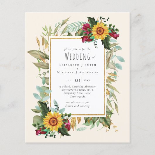 カントリー素朴サンフラワーズブルゴーニュバラ結婚ズ チラシ (正面)