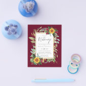 カントリー素朴サンフラワーズブルゴーニュバラ結婚ズ チラシ (シングル)