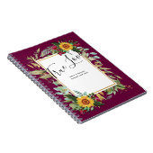 カントリー素朴サンフラワーズブルゴーニュバラ結婚ズ ノートブック (右側)