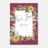 カントリー素朴サンフラワーズブルゴーニュバラ結婚ズ ポストイット (正面)