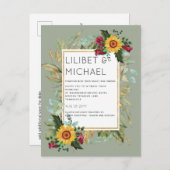 カントリー素朴サンフラワーズブルゴーニュバラ結婚ズ ポストカード (正面/裏面)