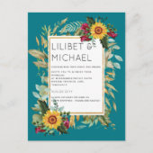 カントリー素朴サンフラワーズブルゴーニュバラ結婚ズ ポストカード (正面)