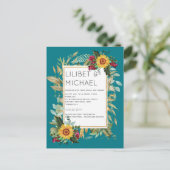 カントリー素朴サンフラワーズブルゴーニュバラ結婚ズ ポストカード (スタンド正面)