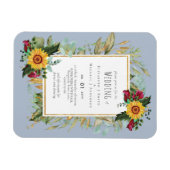 カントリー素朴サンフラワーズブルゴーニュバラ結婚ズ マグネット (横)