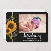 カントリー素朴サンフラワーズベビー発表写真 招待状 (正面)