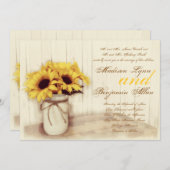 カントリー素朴サンフラワーズメイソンジャールウェディング招待 招待状 (正面/裏面)
