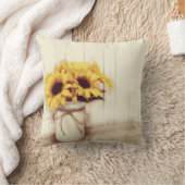 カントリー素朴サンフラワーズメイソンジャー装飾用クッション クッション (ブランケット)