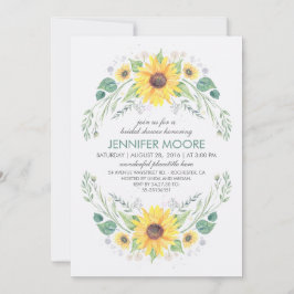 カントリー素朴サンフラワーズリースブライダルシャワー 招待状