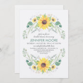 カントリー素朴サンフラワーズリースブライダルシャワー 招待状 (正面/裏面)