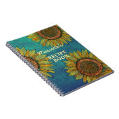 カントリー素朴サンフラワーティール（緑がかった色）パーソナライズされたレシピ ノートブック (右側)