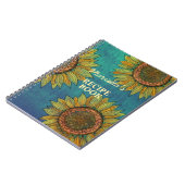 カントリー素朴サンフラワーティール（緑がかった色）パーソナライズされたレシピ ノートブック (左側)