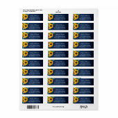 カントリー素朴サンフラワーネイビーブルー差出人住所 ラベル (フルシート)