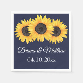 カントリー素朴サンフラワーブルーカクテルナプキン スタンダードカクテルナプキン