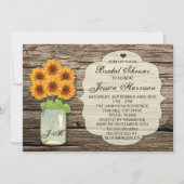 カントリー素朴サンフラワーメイスンジャーブライダルシャワー 招待状 (正面)