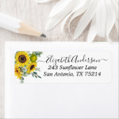 カントリー素朴サンフラワーユーカリ差出人住所 ラベル (インサイチュ)