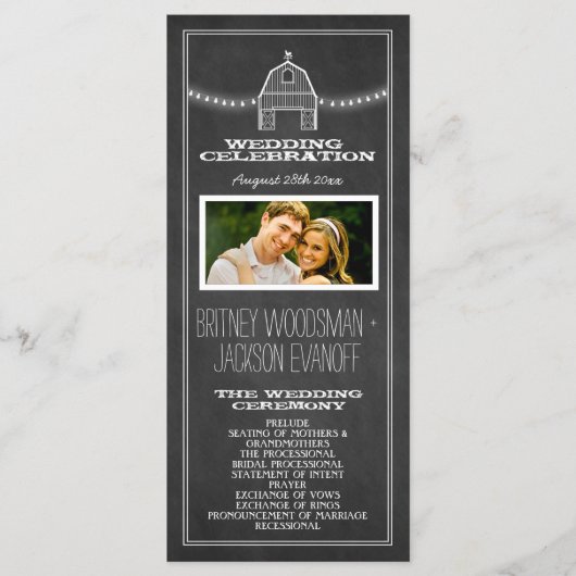 カントリー素朴シャルボードバーン結婚式 プログラム (正面)