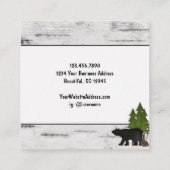 カントリー素朴シルエットベア樺の木の木の樹皮 スクエア名刺 (裏面)