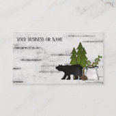 カントリー素朴シルエットベア樺の木の木の樹皮 名刺 (正面)