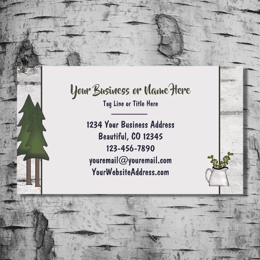 カントリー素朴シルエットベア樺の木の木の樹皮 名刺