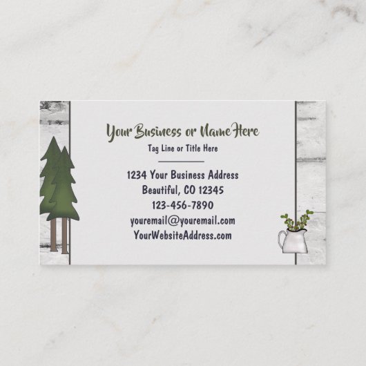 カントリー素朴シルエットベア樺の木の木の樹皮 名刺 (裏面)