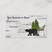 カントリー素朴シルエットベア樺の木の木の樹皮 名刺 (正面)