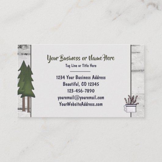 カントリー素朴シルエットムースオン樺の木ツリー樹皮 名刺 (裏面)
