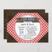 カントリー素朴ジンガムI do BBQカップルのシャワー 招待状 (正面/裏面)