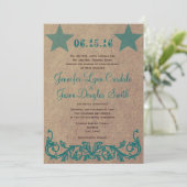 カントリー素朴スターブラウンティール(緑がかった色)結婚式招待状 招待状 (スタンド正面)