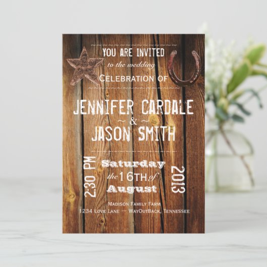 カントリー素朴スターホースシュー結婚式招待状 招待状 (スタンド正面)