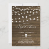 カントリー素朴ストリングライツウッドブライダルシャワー 招待状 (正面)
