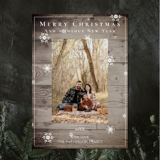カントリー素朴スノーフレークスホリディフォトカード シーズンカード