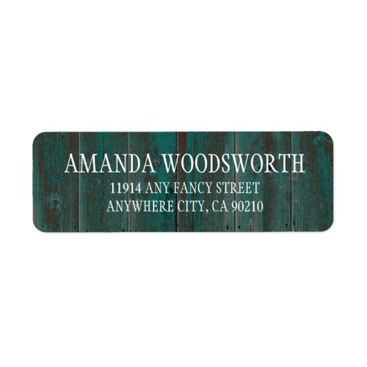 カントリー素朴ターコイズバーンウッドウェディングラベル ラベル (正面)