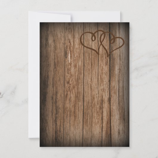 カントリー素朴ダブルハートウッド結婚式の招待 招待状 (裏面)