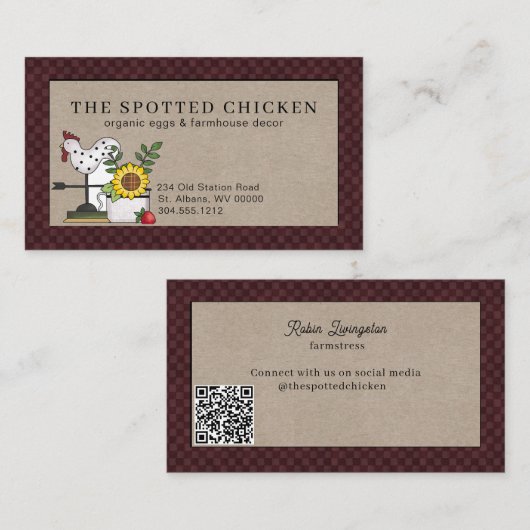 カントリー素朴チキンファームの生卵 名刺 (正面/裏面)