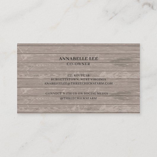 カントリー素朴チキンファームの生卵 名刺 (裏面)