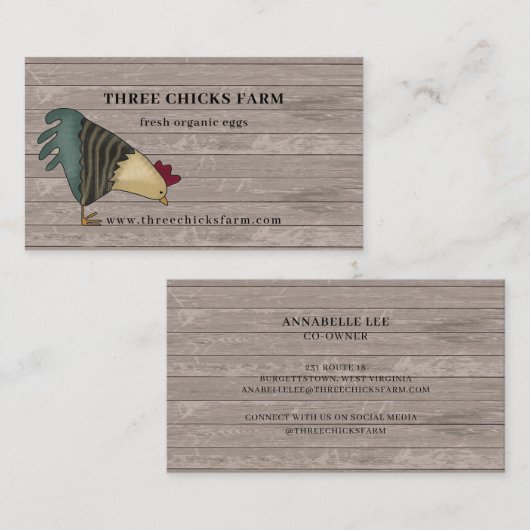 カントリー素朴チキンファームの生卵 名刺 (正面/裏面)