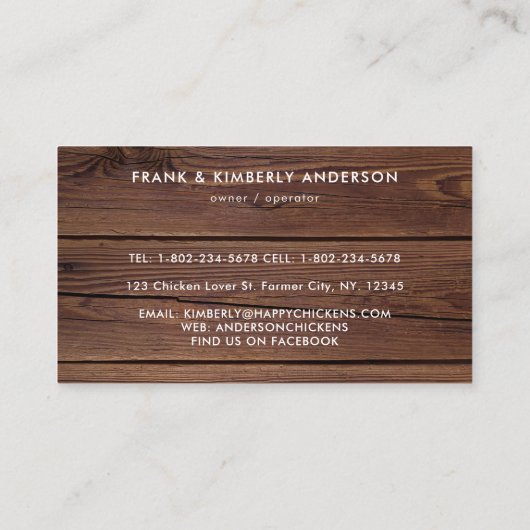 カントリー素朴チキンファーム新鮮な卵の水色 名刺 (裏面)