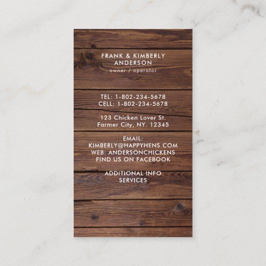 カントリー素朴チキンヘンスファームフレッシュエッグ農家 名刺 (裏面)