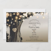 カントリー素朴ツリーライツバモダンン婚約 招待状 (正面)