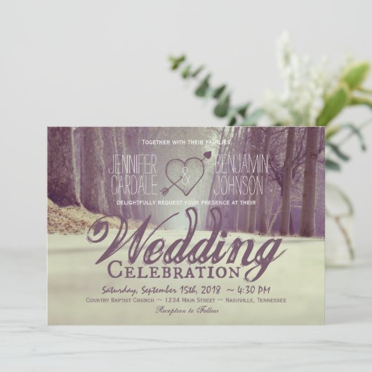 カントリー素朴ツリー秋の結婚式招待状 招待状 (スタンド正面)